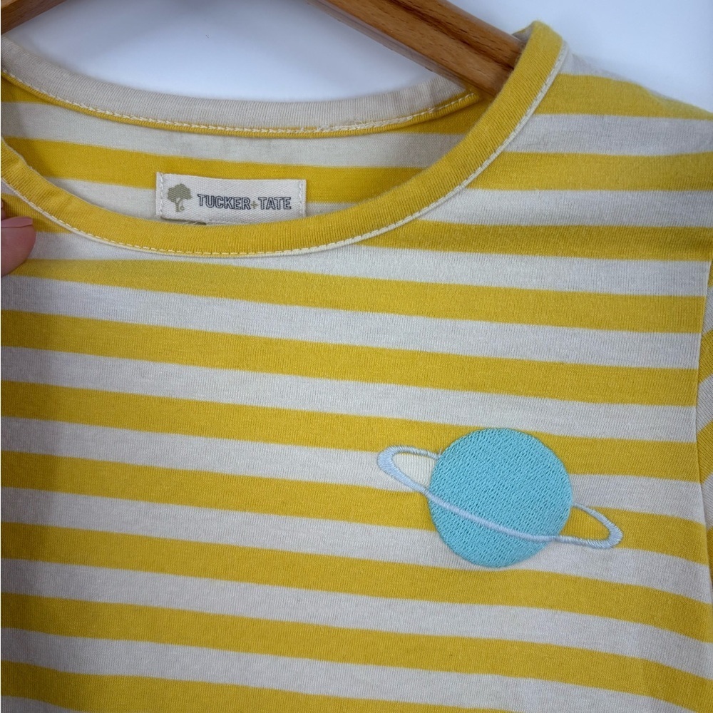 Tucker + Tate Yellow Striped Space Celestial Ruffle Dress - Girl’s Size 7 - Picture 4 of 8